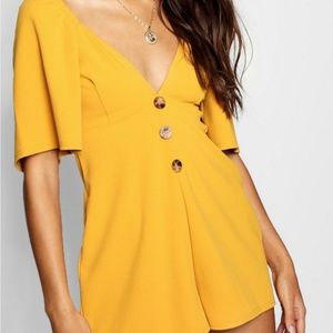 Dusty pink button down romper